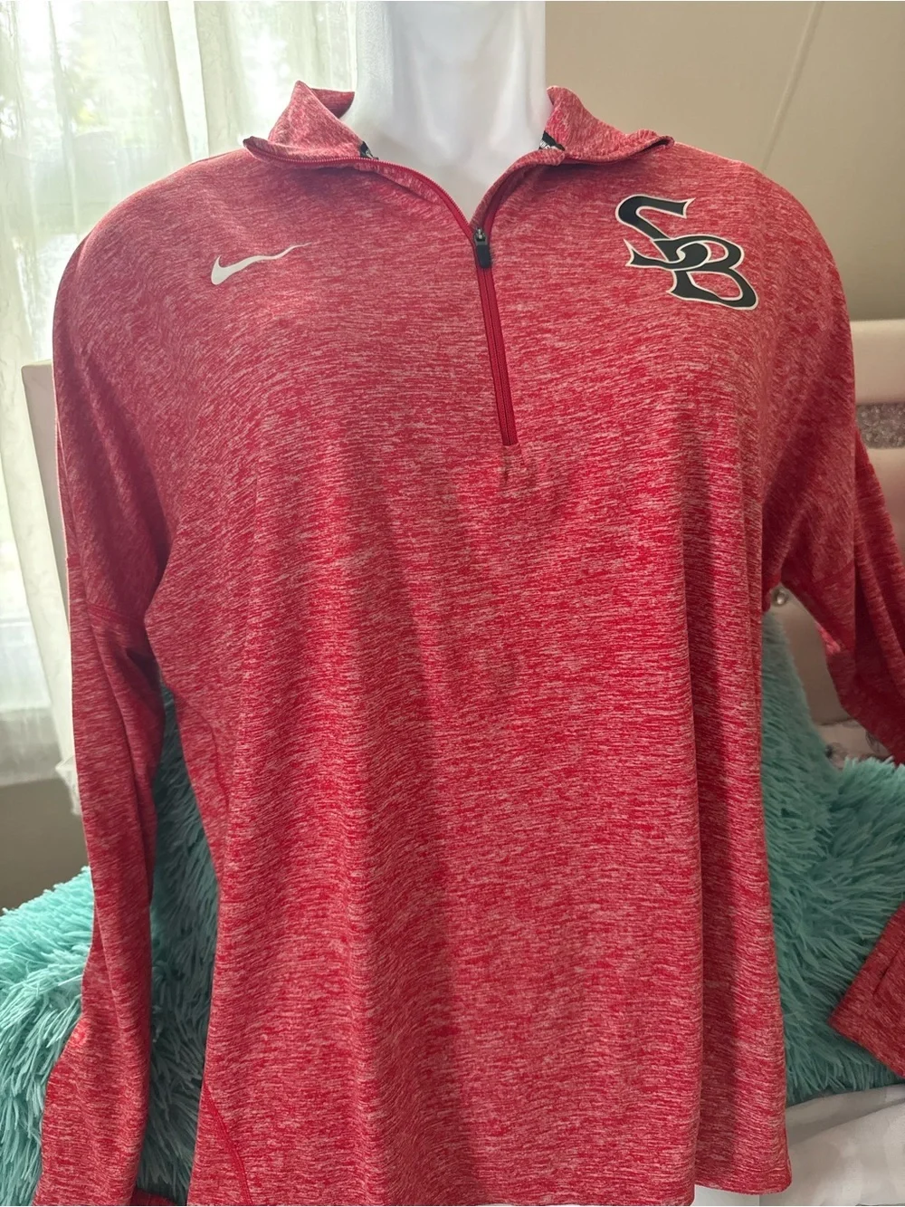 Nike Red Heather Quarter-Zip Pullover with SB Crest